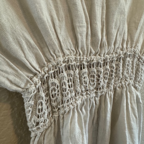 Terzo Millennio Off White Linen Split V Neck Sleeveless Maxi Dress Large - Picture 5 of 11